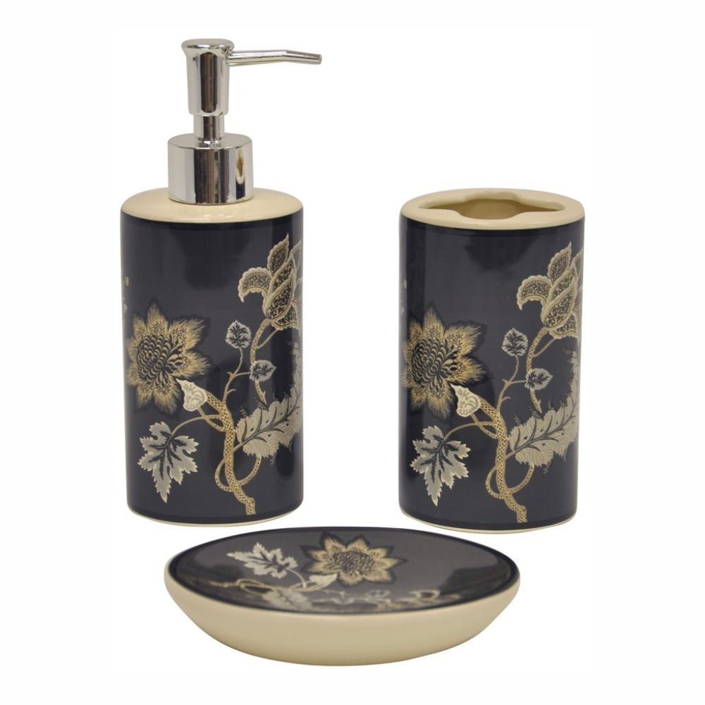 CHARCOAL 3 PIECE BATHROOM ACCESSORY SET
